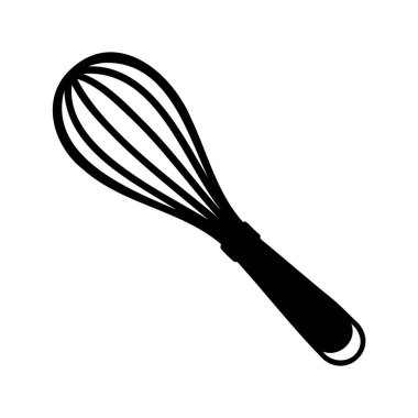 Kablo çırpma ve pişirme hazırlama için siyah siluet izole edilmiş, çırpma vektör çizimi