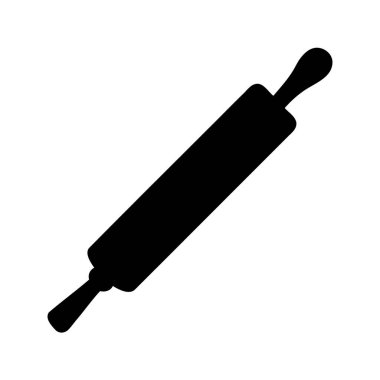 Düz beyaz arkaplan resmi üzerinde yuvarlanan bir iğnenin siyah silüeti, yuvarlanan pin silueti vektör illüstrasyonu