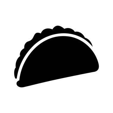 Lezzetli görünümlü siyah-beyaz yemek silueti lezzetli bir empanada şekli, taco kabuk silueti çizimi