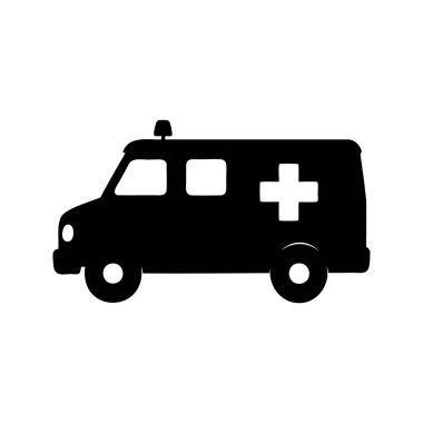 Acil Durum Aracı, Ambulans Simgesi, İlk Yardım ve Kurtarma Taşımacılığı, Ambulans silüeti vektör çizimi