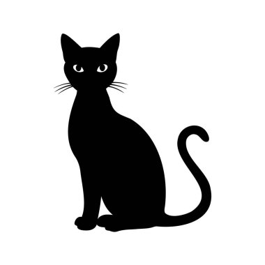 Siyah Kedi Silueti Parlayan Gözler Pozisyonu Beyaz Arkaplan 'da Element Pozisyonu, kedi silueti çizimi