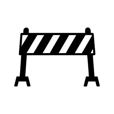 İnşaat yolu bariyeri işaretinin siyah ve beyaz vektör çizimi, inşaat bariyeri vektör çizimi