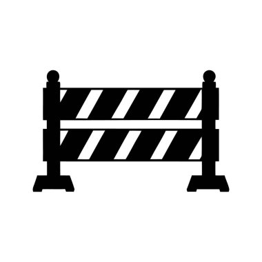 Siyah ve beyaz çizgili inşaat bariyeri, güvenlik için top sonatları, inşaat alanı çit silueti vektör çizimi