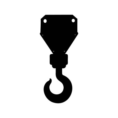 Beyaz arka plan, mühendislik ve inşaat üzerinde ağır yük kancası silueti, vinç kancası çizimi