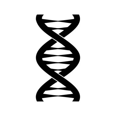 Tek renkli DNA çift sarmallı iplik beyaz arka planda siyah, DNA sarmallı siluet vektör çizimi