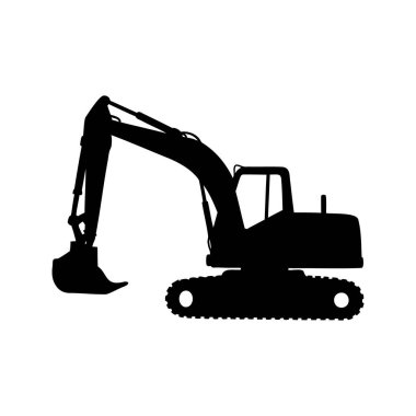 Yapı Projeleri için Beyaz Arkaplan üzerindeki Siyah Kazıcı Silueti, Kazıcı siluet vektör çizimi