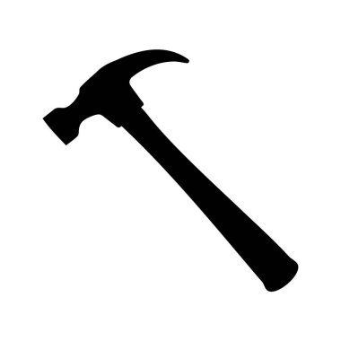 Düz beyaz arkaplandaki standart pençe çekicin siyah silüeti, çekiç siluet vektör çizimi
