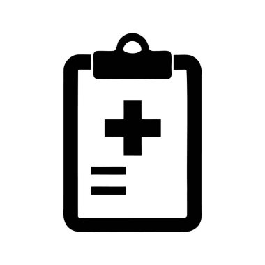 Artı ve Satır Sembolleri ile Siyah ve Beyaz Tıbbi Pano Simgesi, Tıbbi grafik vektör çizimi