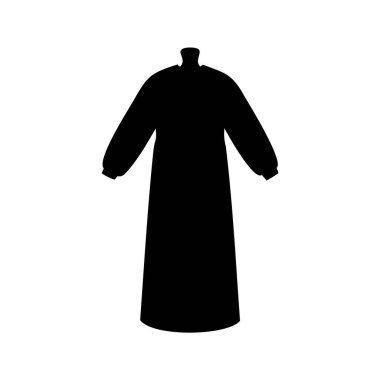 Zarif Siyah Uzun Kollu Siluet Temiz Beyaz Arkaplan, tıbbi giysi siluet çizimi