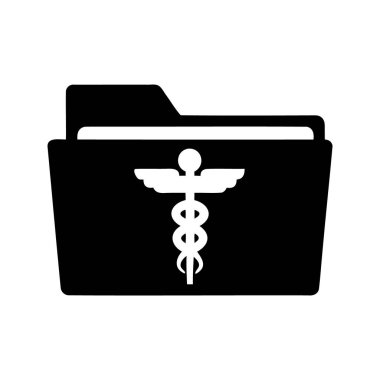 Tıbbi Kayıtlar Simgesi Sağlık Bilgilerini ve Hasta Verilerini Temsil eden Dizin Simgesi, Tıbbi araştırma dizini silüet vektör çizimi