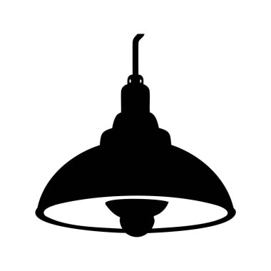 Endüstriyel kolyenin siyah silueti kıvrımlı gölge, ameliyat odası lambasının silüeti vektör illüstrasyonu