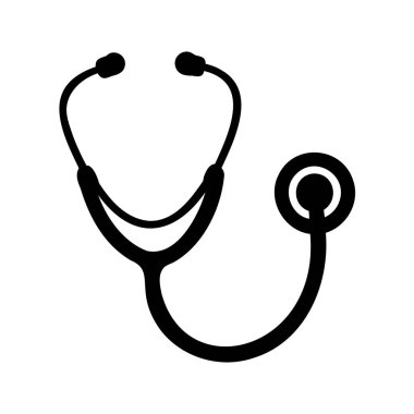 Beyaz Arkaplanda Siyah bir stetoskop, Sağlık Hizmetleri Profesyonelleri, stetoskop siluet vektör çizimi temsilcisi