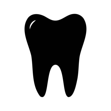 Oral sağlığı, diş simgesi siluet vektör illüstrasyonunu temsil eden basit siyah ve beyaz vektör mol çizimi