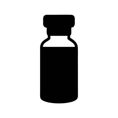 Aşı veya Kimyasal Ürün Tıbbi Şişesi 'nin Basit Silueti, Aşı tüpü silüet vektör çizimi