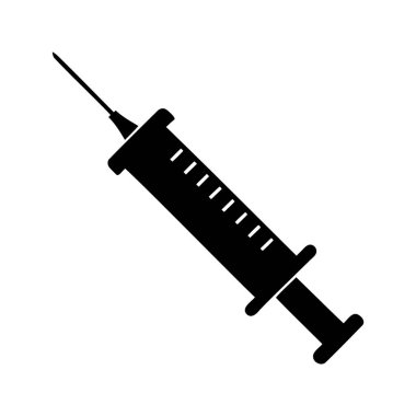 Aşı ve kan örneklerinde kullanılan tıbbi bir şırınganın silüeti, şırınga silueti çizimi