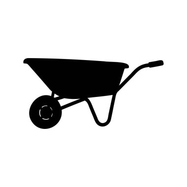 Bir el arabasının ayrıntılı siluet görüntüsü, hareket eden malzemeler için bir bahçe aracı, el arabası silueti çizimi