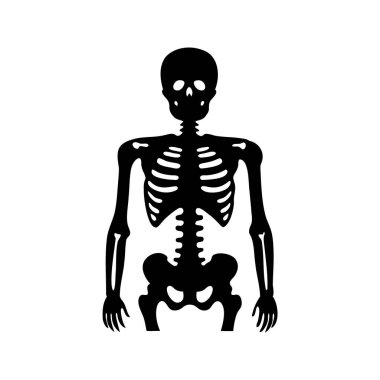 Cadılar Bayramı dekorasyon teması için siyah siluet içinde tam insan iskeleti, x ışını görüntü siluet çizimi