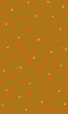 Cep telefonu duvar kağıdı kalpler güzel el çizimi hardal arkaplan üzerine
