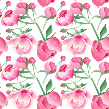 Beyaz arkaplanda kusursuz suluboya desenli düğün davetiyesi tasarımı, kumaşı ve dekoru için şakayık desenli.