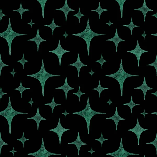 Бесшовный Абстрактный Акварельный Узор Зелеными Звездами Ткани Декора Праздник Новый — стоковое фото
