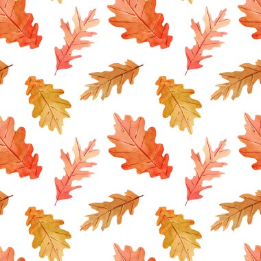 Kumaş, dekor ve şablon tasarımı için meşe yapraklı kusursuz suluboya deseni