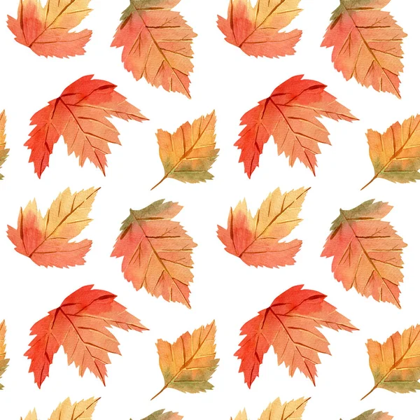 Seamless watercolor pattern with maple fall leaves for fabric, decor, template design