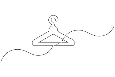 Elbise askısı minimalist tasvirler çizer.