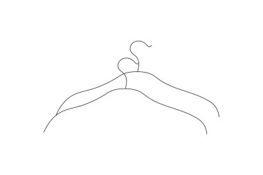 Elbise askısı minimalist tasvirler çizer.
