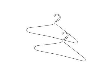 Elbise askısı minimalist tasvirler çizer.