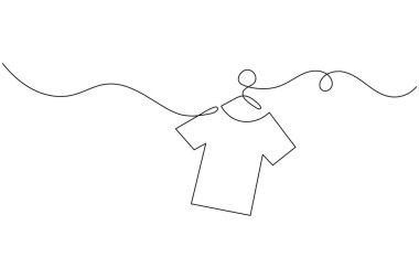 Minimalist giysiler tek çizgi halinde asılır sanat izole edilmiş vektör tasarımı