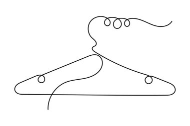 Minimalist giysiler tek çizgi halinde asılır sanat izole edilmiş vektör tasarımı