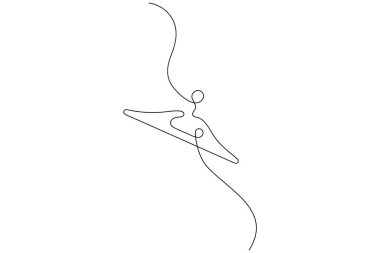 Minimalist giysiler tek çizgi halinde asılır sanat izole edilmiş vektör tasarımı