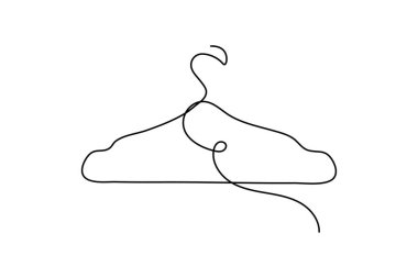 Minimalist giysiler tek çizgi halinde asılır sanat izole edilmiş vektör tasarımı