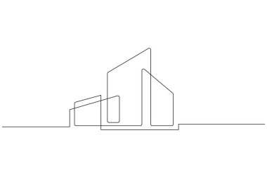 Çağdaş ofis inşaatı tek satır sanat tasarımı