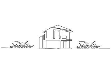 Çağdaş ofis inşaatı tek satır sanat tasarımı