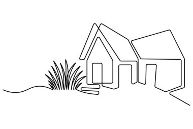 Çağdaş ofis inşaatı tek satır sanat tasarımı