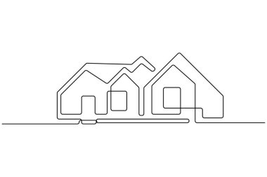 Çağdaş ofis inşaatı tek satır sanat tasarımı