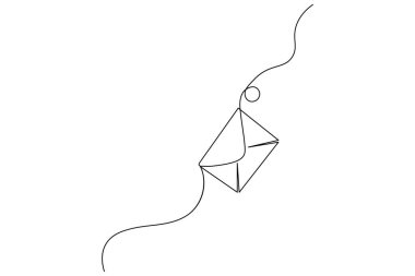 Zarf sembolünün bir satır minimalist çizimi