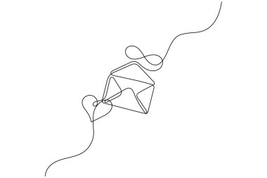 Zarf sembolünün bir satır minimalist çizimi