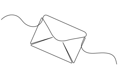 Zarf sembolünün bir satır minimalist çizimi