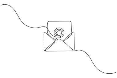 Zarf sembolünün bir satır minimalist çizimi