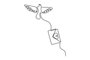 Zarf sembolünün bir satır minimalist çizimi