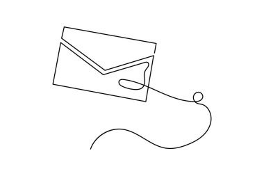 Zarf sembolünün bir satır minimalist çizimi