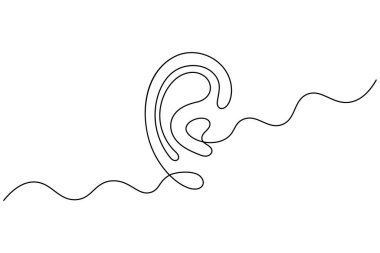 Kulak sembolü bir satır sanat minimalist ana hat vektör izole soyut tasarım illüstrasyon