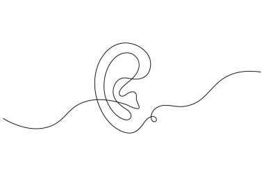 Kulak sembolü bir satır sanat minimalist ana hat vektör izole soyut tasarım illüstrasyon