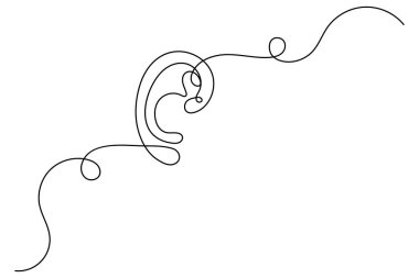 Kulak sembolü bir satır sanat minimalist ana hat vektör izole soyut tasarım illüstrasyon