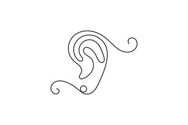 Kulak sembolü bir satır sanat minimalist ana hat vektör izole soyut tasarım illüstrasyon
