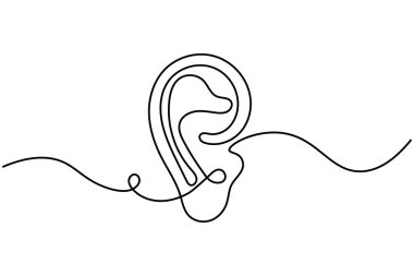 Kulak sembolü bir satır sanat minimalist ana hat vektör izole soyut tasarım illüstrasyon