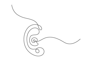 Kulak sembolü bir satır sanat minimalist ana hat vektör izole soyut tasarım illüstrasyon