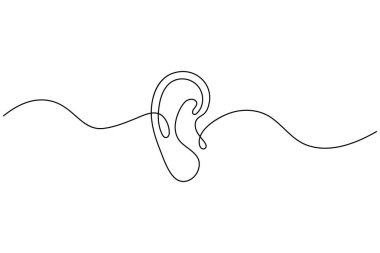 Kulak sembolü bir satır sanat minimalist ana hat vektör izole soyut tasarım illüstrasyon